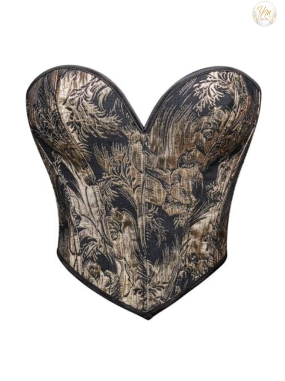 Women's Overbust Corset Lace Up Bustier Floral Print Victorian Style Top